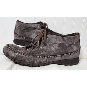 Skechers Bikers Totem Pole Womens 8.5 Brown Suede Faux Fur Lined Ankle Boots